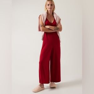 Nighttime Bliss Sleep V Neck Romper in Red